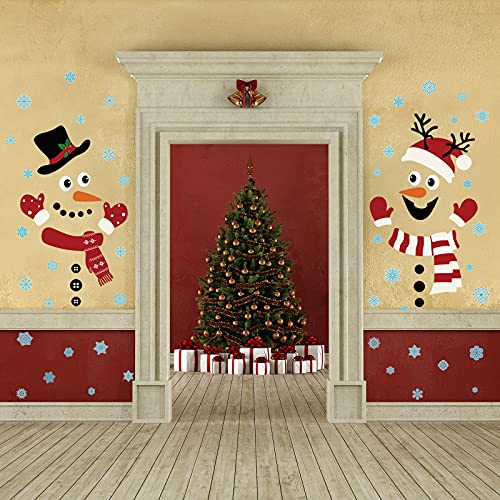 Censen 2-Pack Christmas Door Decals - Snowman Window & Door Stickers Removable
