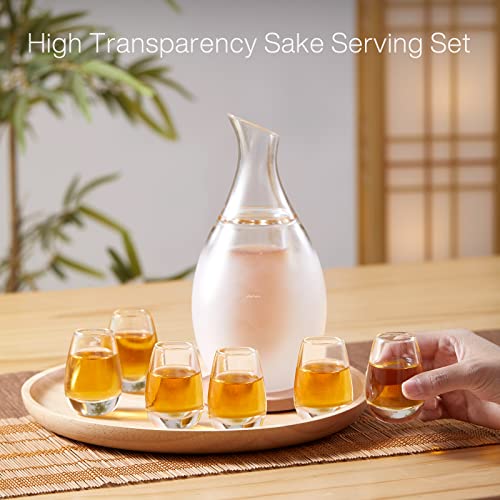 ZENS Sake Set with 6 Cold Sake Cups & Glasses - Elegant Japanese Drinkware