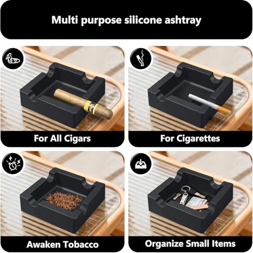 Silicone Cigar Ashtray Set (2 Pack), Windproof Outdoor Patio Ashtray