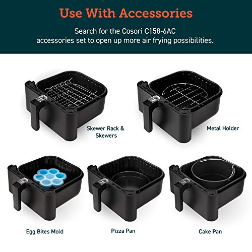 Cosori 5.8QT Black Air Fryer Basket Replacement for CP358-AF & CS358-AF, Non-Stick Dishwasher Safe