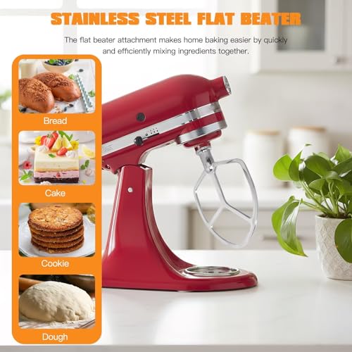 Stainless Steel Flat Beater Attachment for 5-6 Quart Bowl-Lift Stand Mixers