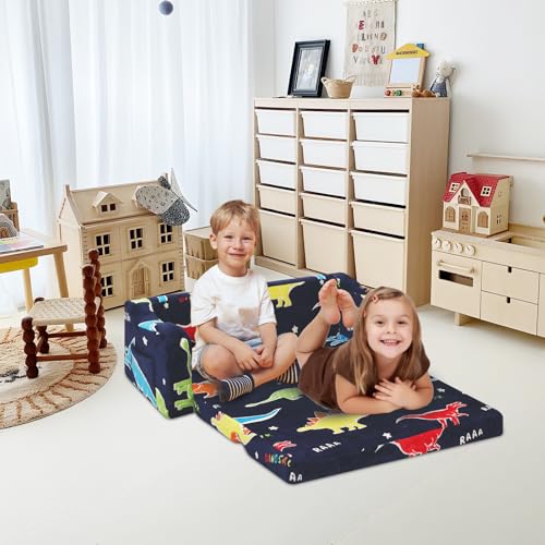 2-in-1 Glow-in-the-Dark Toddler Sofa Bed Convertible 2-Seat Couch
