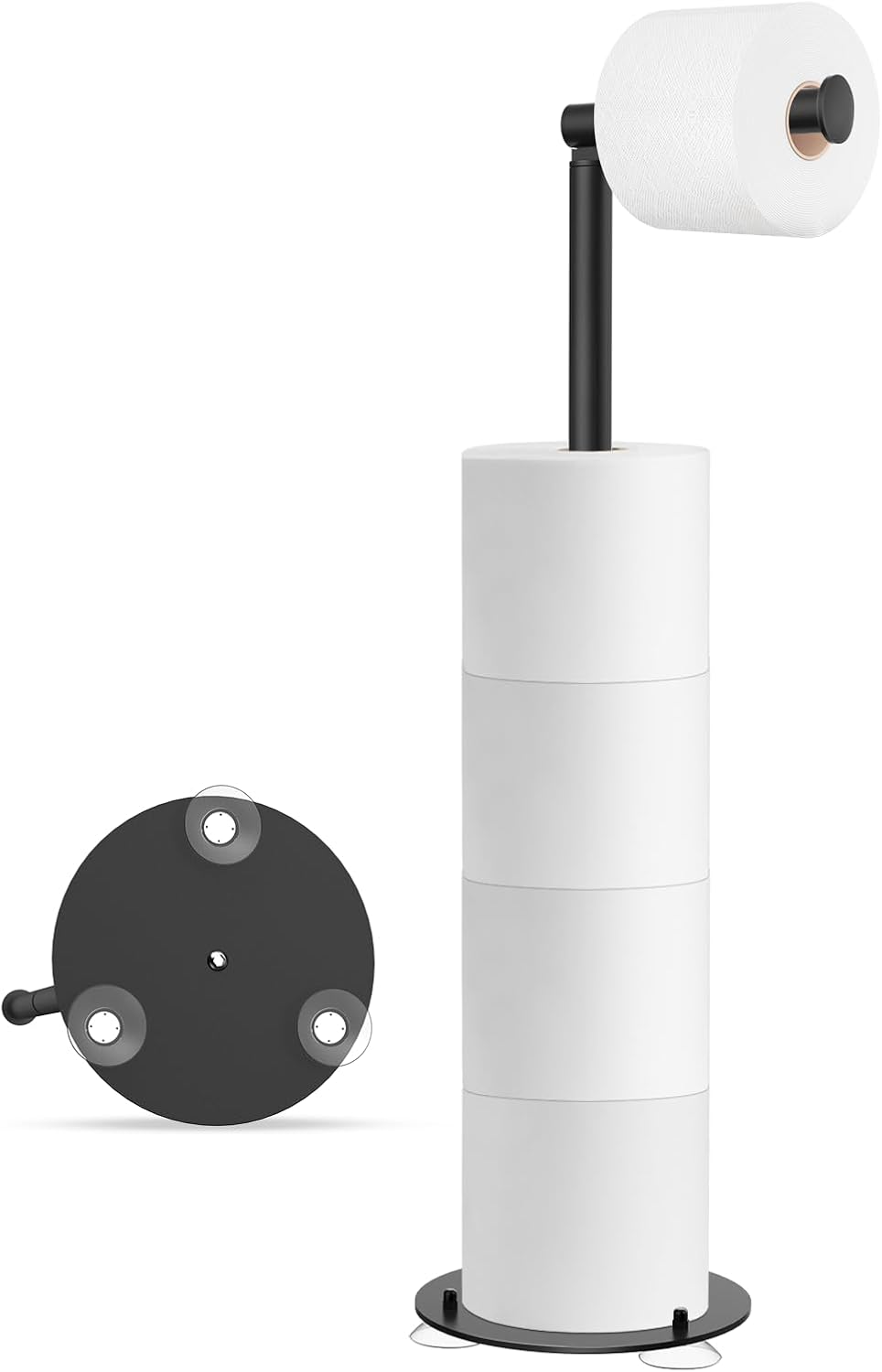 SetSail Toilet Paper Holder - Free Standing Stainless Steel Design with Suction Cups | Black
