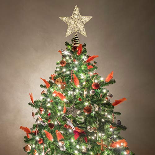 Toyvian Christmas Glitter Poinsettia Topper with Stems and Clips, 12 Pcs