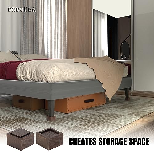 Set of 8 Wooden Bed Risers - 2 Inch Height, Non-Slip Design