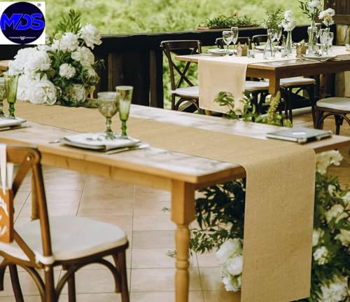 Natural Burlap Table Runners 12 x 108 Inches Pack of 12 - Rustic Farmhouse Decor