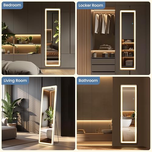 16" x 60" LED Full Length Mirror with 3-Color Lighting & Touch Control