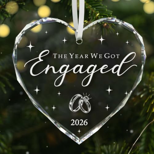 HJLLOQR Engaged Christmas Ornament for Women - Engagement Gifts for Couples & Bride-to-Be - Our First Christmas 2026, Gift-Ready, Glass Decor