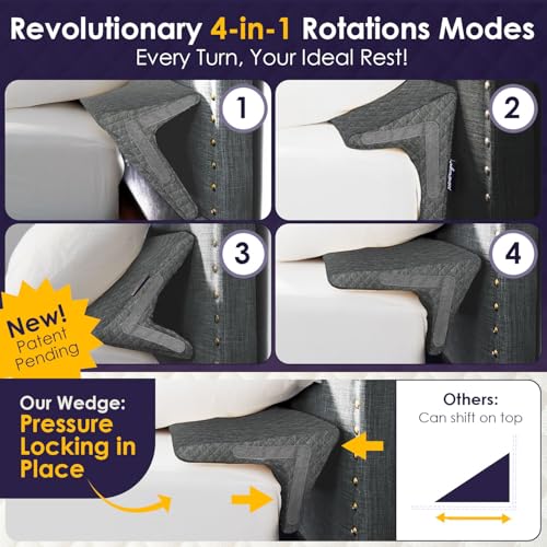 4-in-1 Bed Wedge Pillow for Headboard Gap Up to 7"