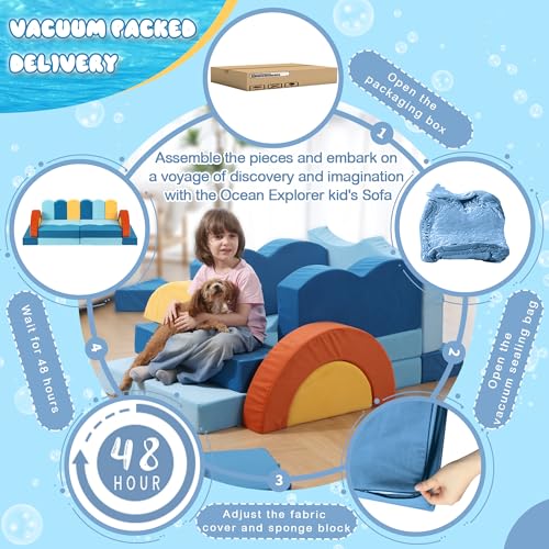 22-Piece Modular Kids Play Couch - Convertible Toddler Sofa & Fort Building