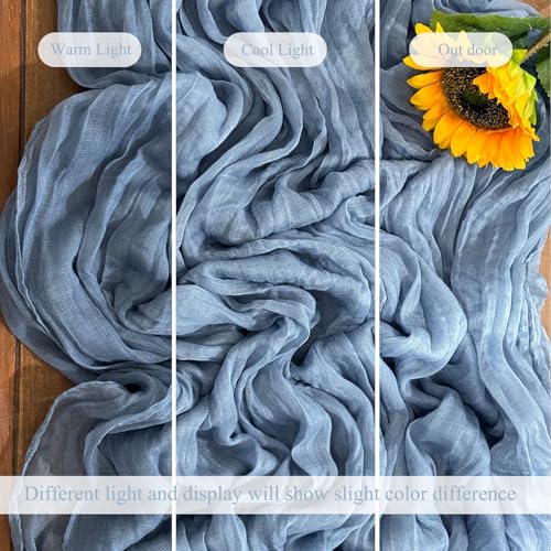 12-Pack Dusty Blue Cheesecloth Table Runners, 20x120 Inch Gauze Table Decor