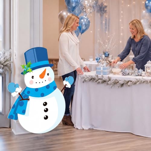 Yinkin 4 Ft Snowman Yard Sign - Winter Snowman Stand Up Decoration