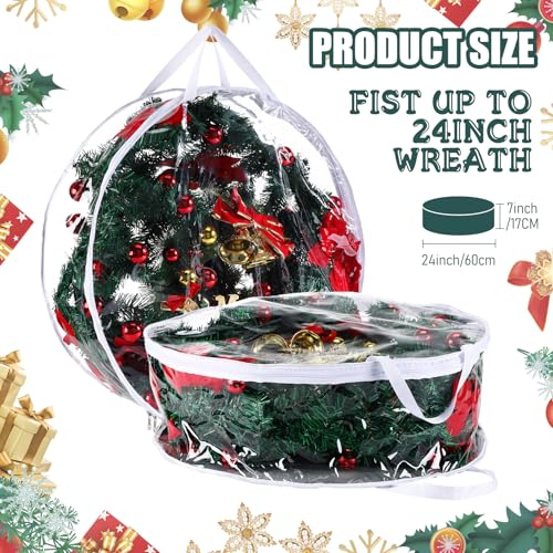 Shappy 6 Pcs Clear 24in Christmas Wreath Storage Bags with Dual Zippers