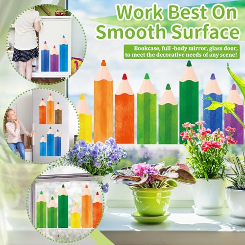Pencil Window Clings - 9 Sheets Double-Sided Classroom Decor