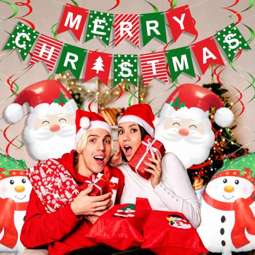 Christmas Party Decorations Bundle with Banner, Balloons & Streamers