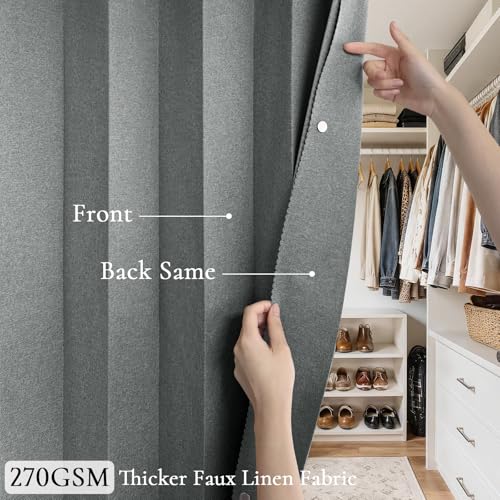 100% Blackout Magnetic Door Curtain Panel for Closet & Hallway, Gray - 45x80