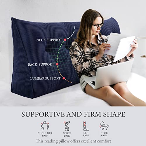 Twin XL Headboard Pillow - Soft Triangular Wedge Backrest for Dorm