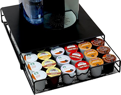36 Coffee Pod Holder Drawer, Under Brewer Countertop Storage, Black