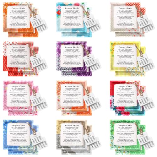 24 Pack Pocket Prayer Quilts with Cross - Inspirational Gifts