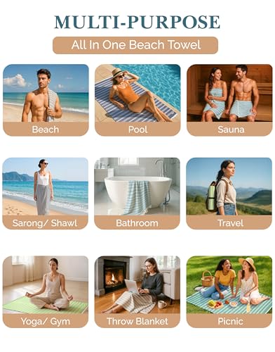 Oversized Turkish-Style Beach Towels, 39"x71" Cotton Blend, 4-Pack