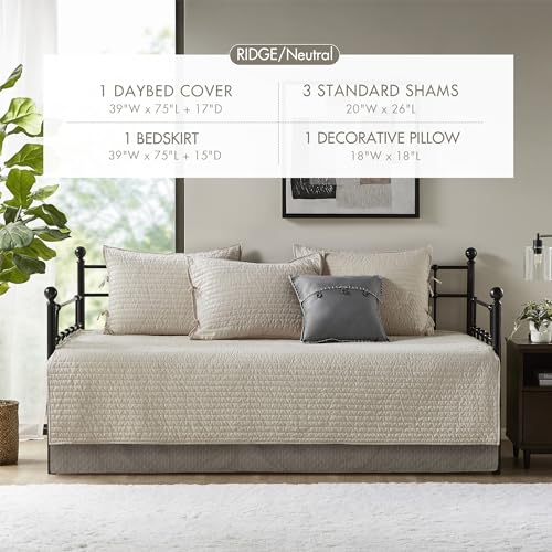 6-Piece Reversible Plaid Herringbone Daybed Cover Set - Twin Size