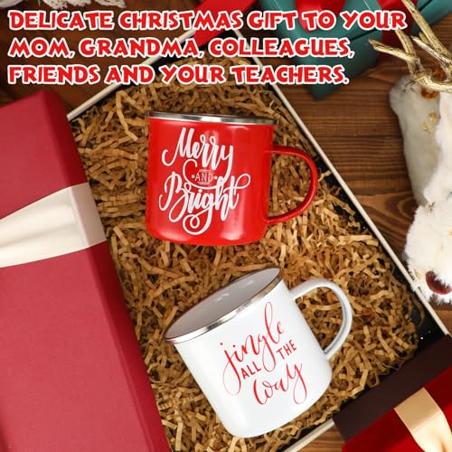 Uiifan 20 Pcs Red White Christmas Enamel Mugs 12 oz Bulk Holiday Drinkware