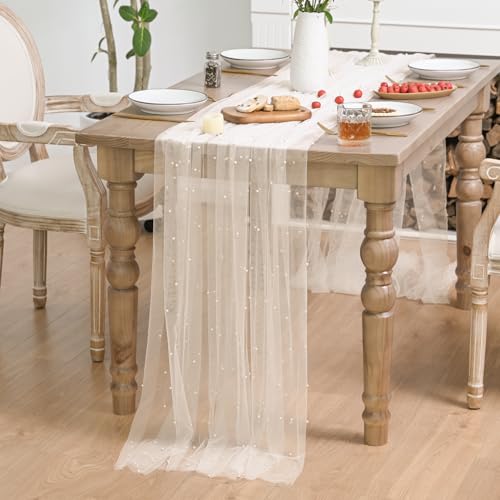 Horaldaily White Beige Pearl Tablecloth 60x104 Inch Rectangular Home Decor