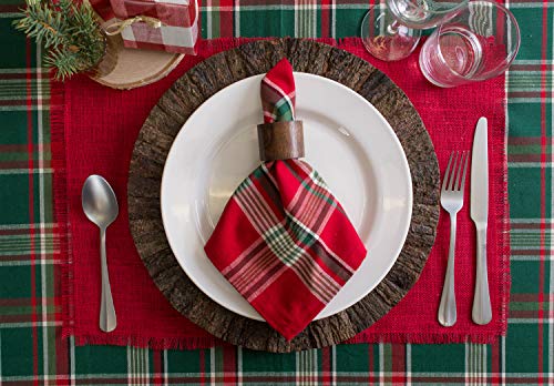 DII Holiday Red Plaid Cotton Napkin Set 18x18 Inches - Pack of 6