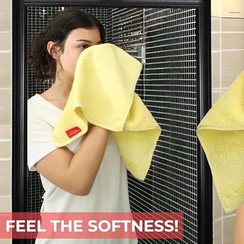 6-Piece Turkish Cotton Bath Towel Set - Soft & Absorbent Yellow Towels
