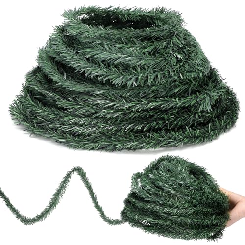 Jutom 100 Ft Green Artificial Pine Garland for Christmas Decorations