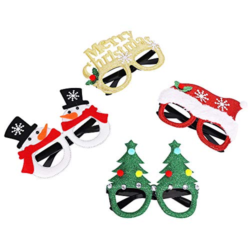 12-Piece Christmas Party Glasses Set for Kids Holiday Photo Booth Props