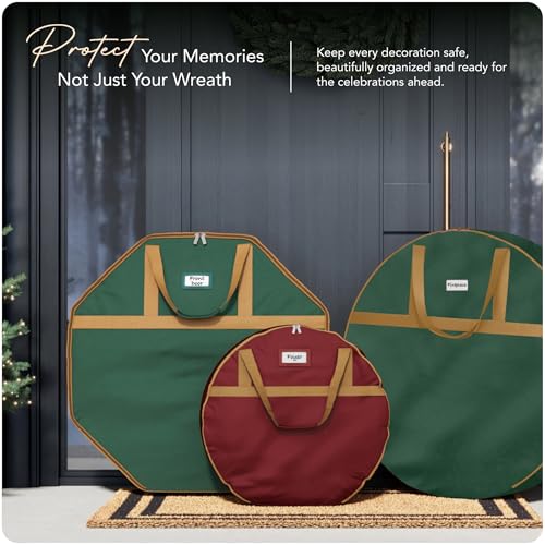 Heavy Duty Polyester Wreath Storage Bag 30 Inch Diameter with Pouch - Red, Standard