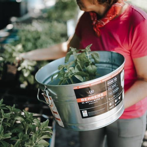 Behrens 5 Gallon Steel Tub Set of 3 - Multipurpose Galvanized Metal Tubs