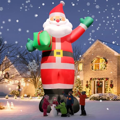 10 ft Christmas Inflatable Santa Claus with Gift Box - LED Outdoor Yard Decor