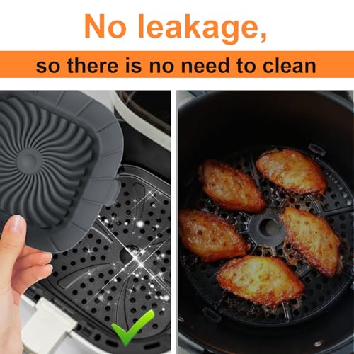 3 Pack Square Silicone Air Fryer Liners for 1-2.6 Qt Mini Air Fryers