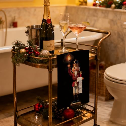 INDAJEDN Nutcracker Christmas Hand Towels - Funny Holiday Bathroom Decor, 16x24 Inch, Variation: Nutcracker 01