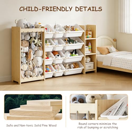 3-in-1 Kids Toy Storage Organizer with 12 Bins and Bookshelf