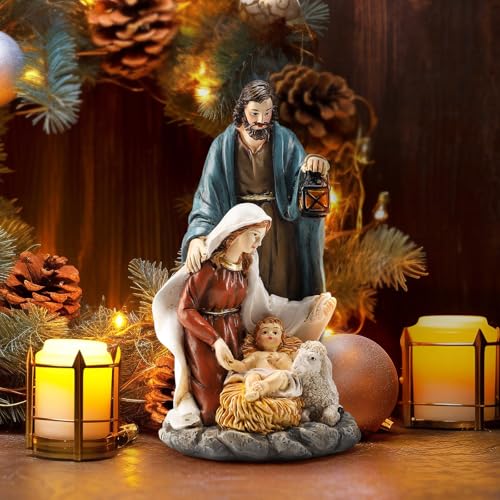 6.5-Inch Christmas Nativity Set - Hand-Painted Holy Family Resin Figurine