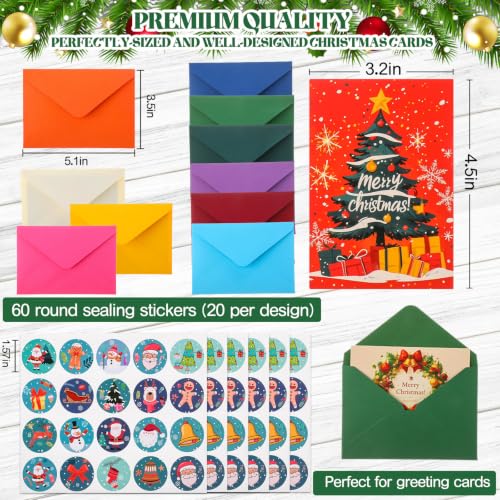 AmazingSpark 500-Card Christmas Card Set with Envelopes, Stickers - 100 Designs, 500 Pieces