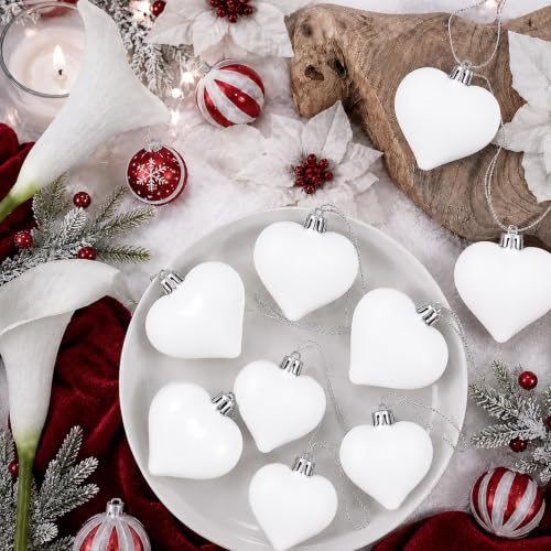 One More Once White Heart Ornaments Set of 12 - Valentine & Christmas Decorations