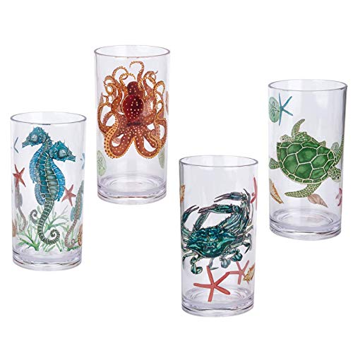 20oz Shatterproof Plastic Tumblers, BPA-Free Drinking Glasses Set of 4