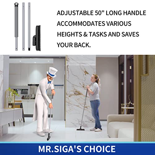 Heavy Duty Grout Scrub Brush with 50-Inch Adjustable Handle & Stiff Bristles