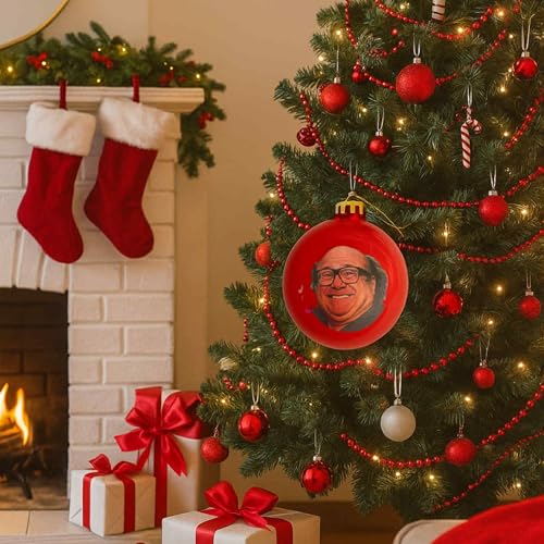 Danny DeVito Christmas Ornament - Funny Frank Reynolds Holiday Decor, 3.25 Inch Red with Gold Loop