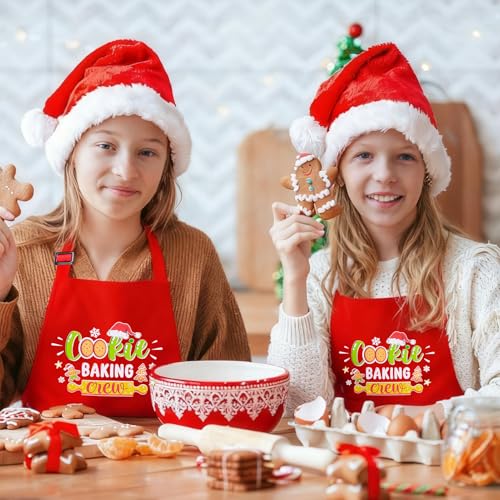 Christmas Kids Apron Red - Adjustable Toddler Chef Baking Apron for Girls & Boys, Cookie Baking Crew