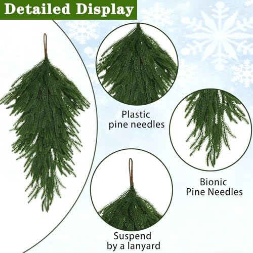29.5-Inch Artificial Christmas Teardrop Swags, 2-Piece Hanging Greenery Set