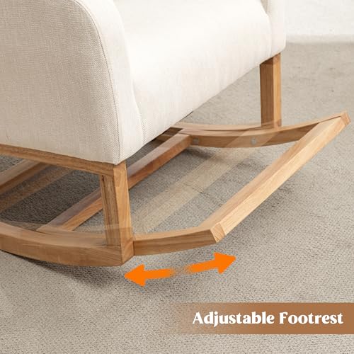 Wingback Nursery Rocking Chair with Retractable Footrest and Side Pocket