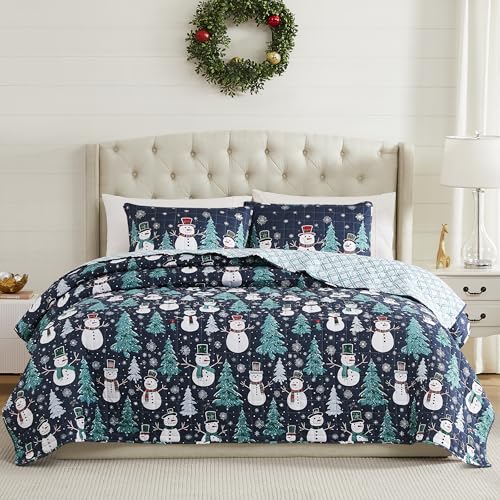 Avanti Linens Christmas Full/Queen Quilt Set with Pillowcases - Festive Holiday Bedding