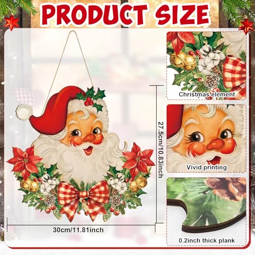 Sophena Santa Wooden Christmas Door Wreath Large - Welcome Holiday Decor
