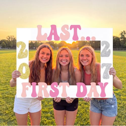 Senior Last Day Photo Frame - Gold & Silver 2027 First Day of School Sign Backdrop
