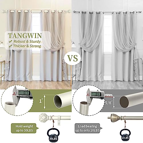 Heavy Duty Farmhouse Curtain Rod, Adjustable 36-88 Inch Antique White Rod